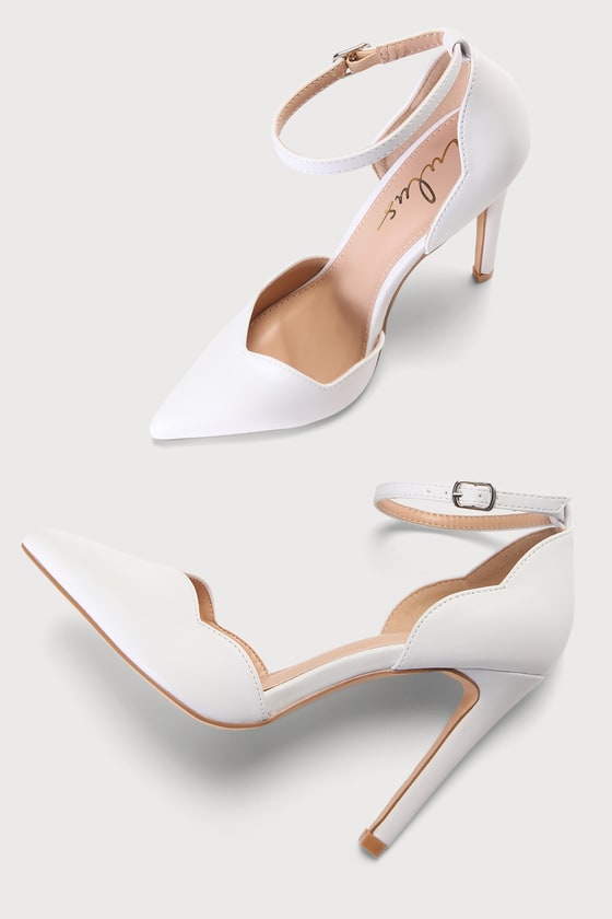 Point Toe Faux Pearl Ankle Strap Stiletto Heels | SHEIN USA